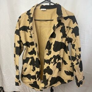 Canvas Cow Print Button up button down